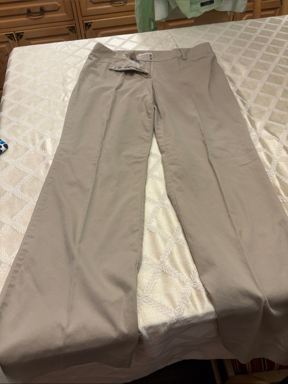 LOFT Beige/Taupe Wide-Leg Trousers